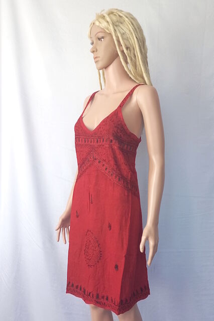 Embroidered Thin Strap Short Sun Dress