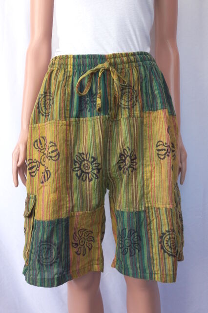 Patch Cotton Block Print Shorts