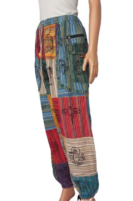 Patchwork Belt Bag Cotton Pants