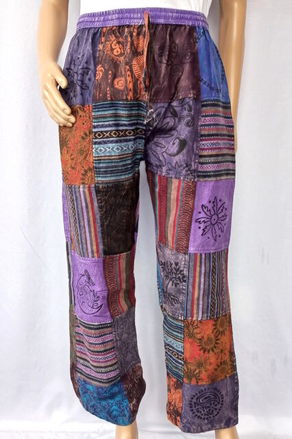 Stonewashed Patchwork Heavy Cotton Pants