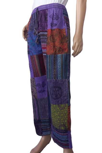 Stonewashed Patchwork Heavy Cotton Pants