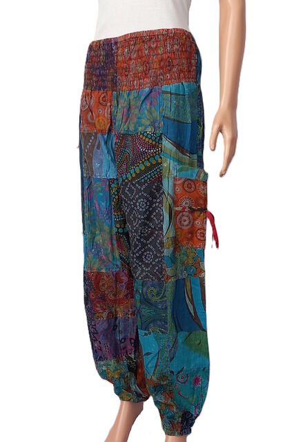Assorted Prints Patchwork Cotton Pants