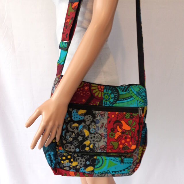 Full Patchwork Cotton Shoulder Bag