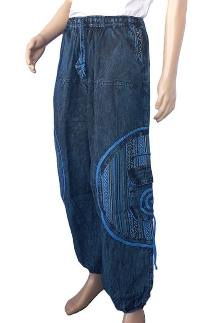 Side Patch Loose Cotton Pants