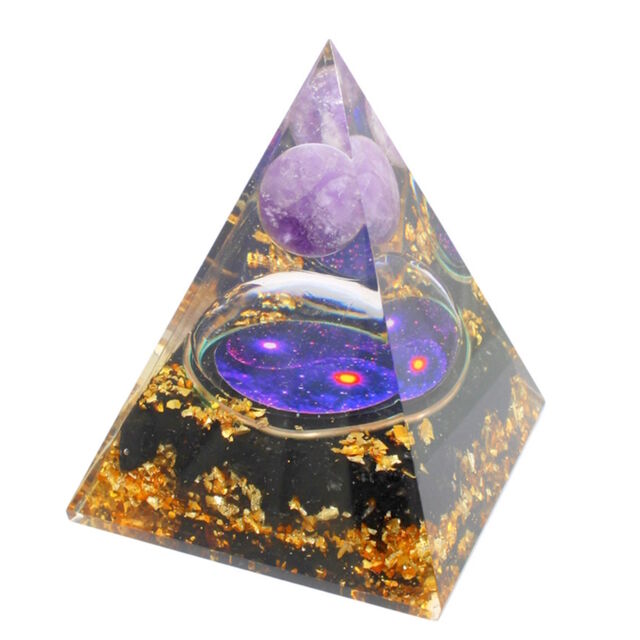 Black Tourmaline/Amethyst Orgonite Cosmic Pyramid