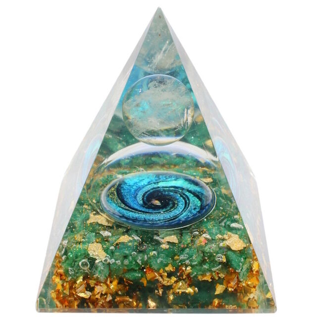 Jade Quartz & Clear Quartz Orgonite Cosmic Pyramid