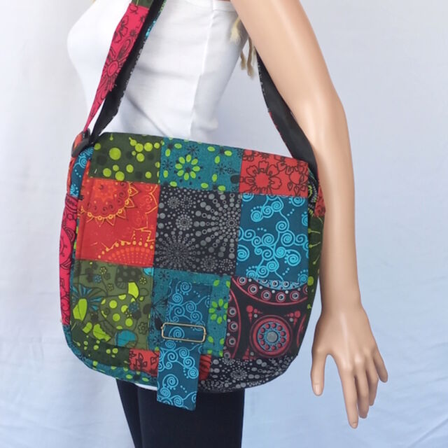 Multicolour Patches Cotton Bag