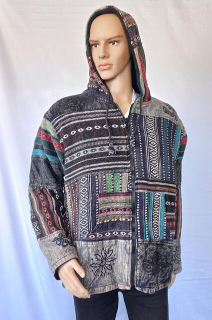 Thick Cotton Hooded Patchwork Jacket