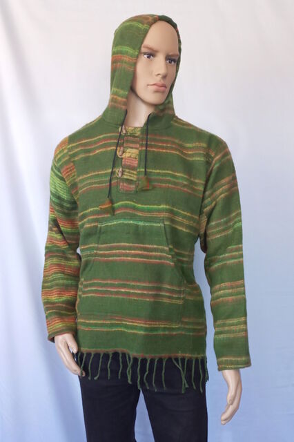 Hooded Winter Pull-Over Wool Jacket