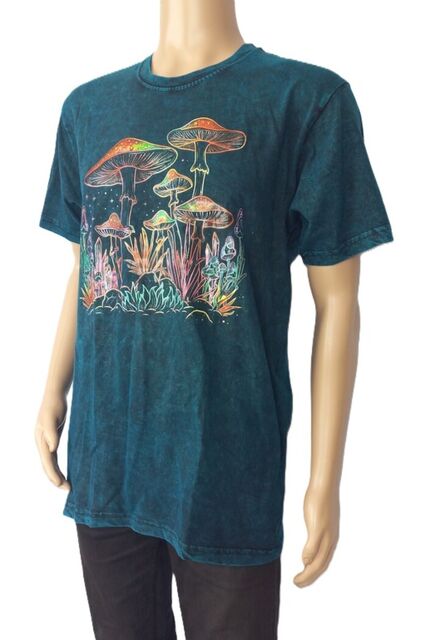 Mushroom Printed Stonewashed Tee Shirt