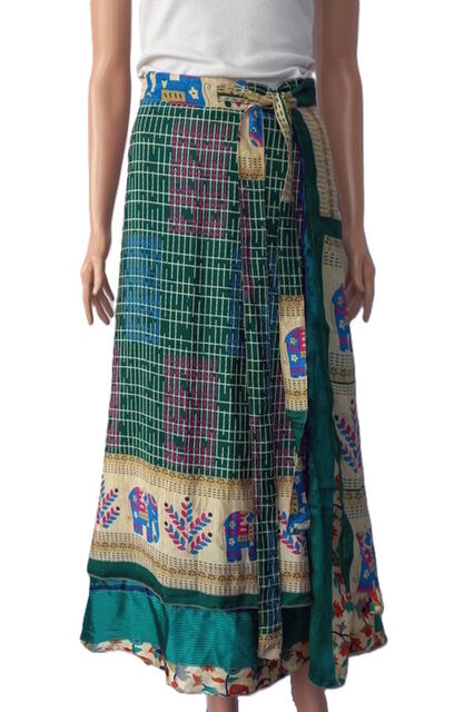 Reversable Double Layer Silk Wrap Skirt