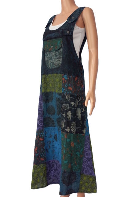 Stonewashed Patchwork Overall Dress