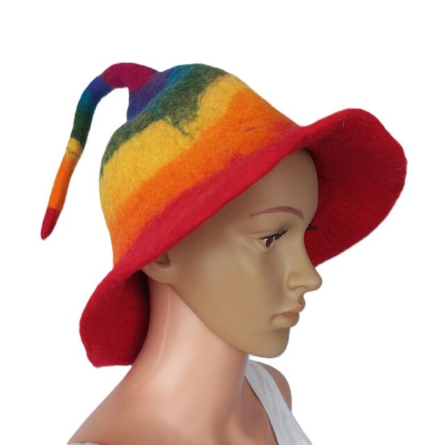 Rainbow Pixie Felt Hat
