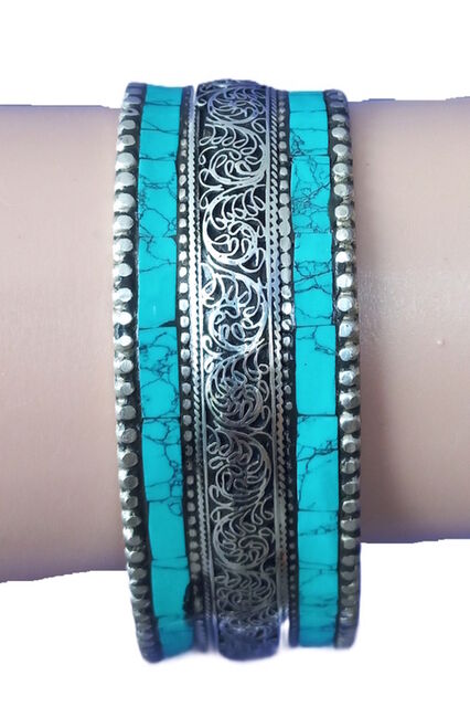 Nepalese White Metal Bracelet