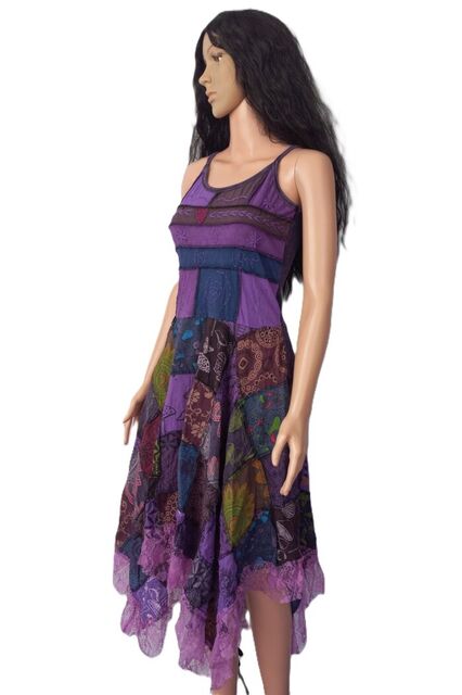 Mid Length Patchwork Cotton Dress
